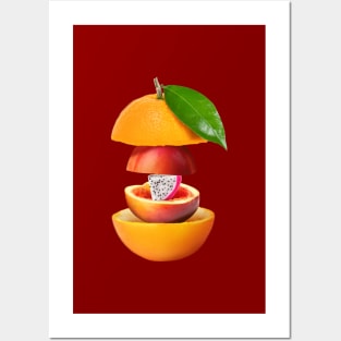 Orange Peach Dragon Fruit Gifts Vegetarian Posters and Art